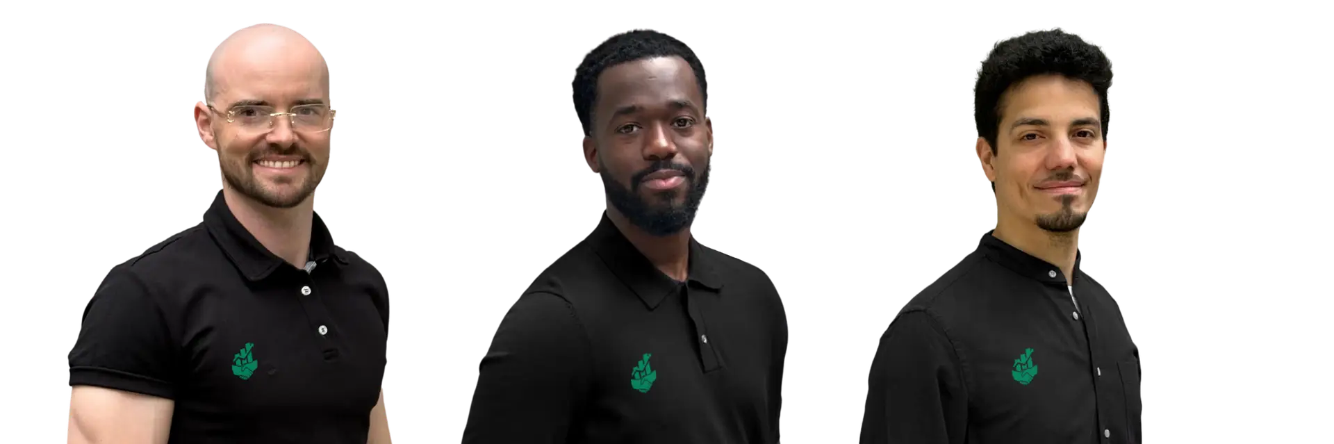 Drei Teammitglieder von Digitale Hilfe KMU lächeln in die Kamera.